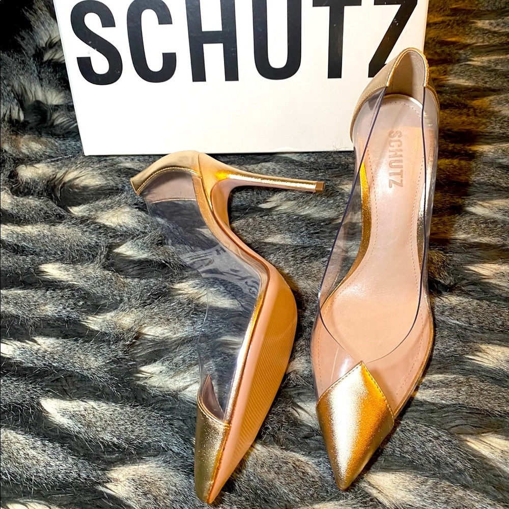 Schutz Cindi pumps heels size 9 gold platinum